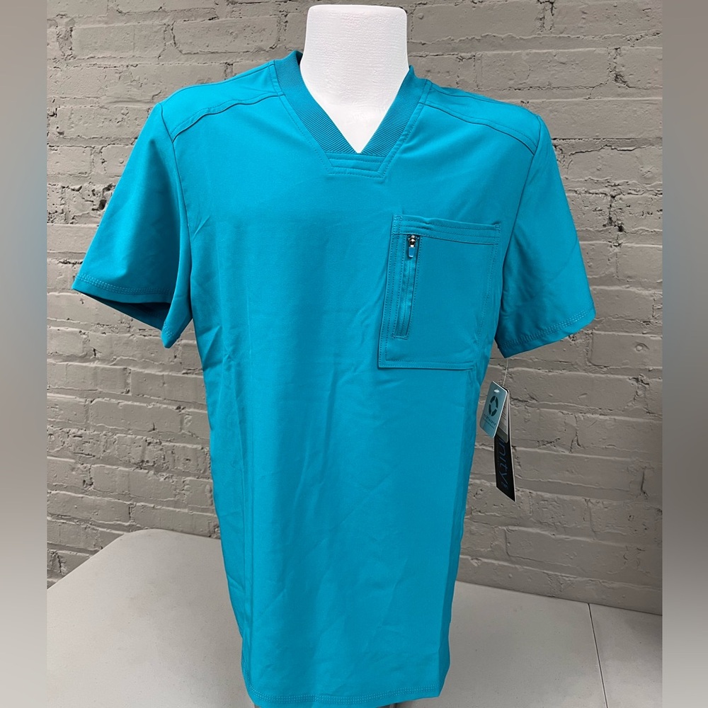 Cherokee Infinity Vibrant Aqua Short Sleeve Men's Scrub Top